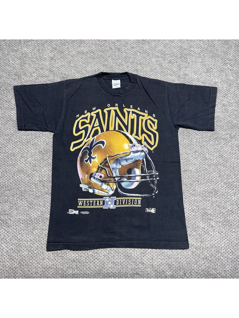 Vintage 1992 Salem New Orleans Saints Helmet T-Shirt Medium Rare Men’s Black